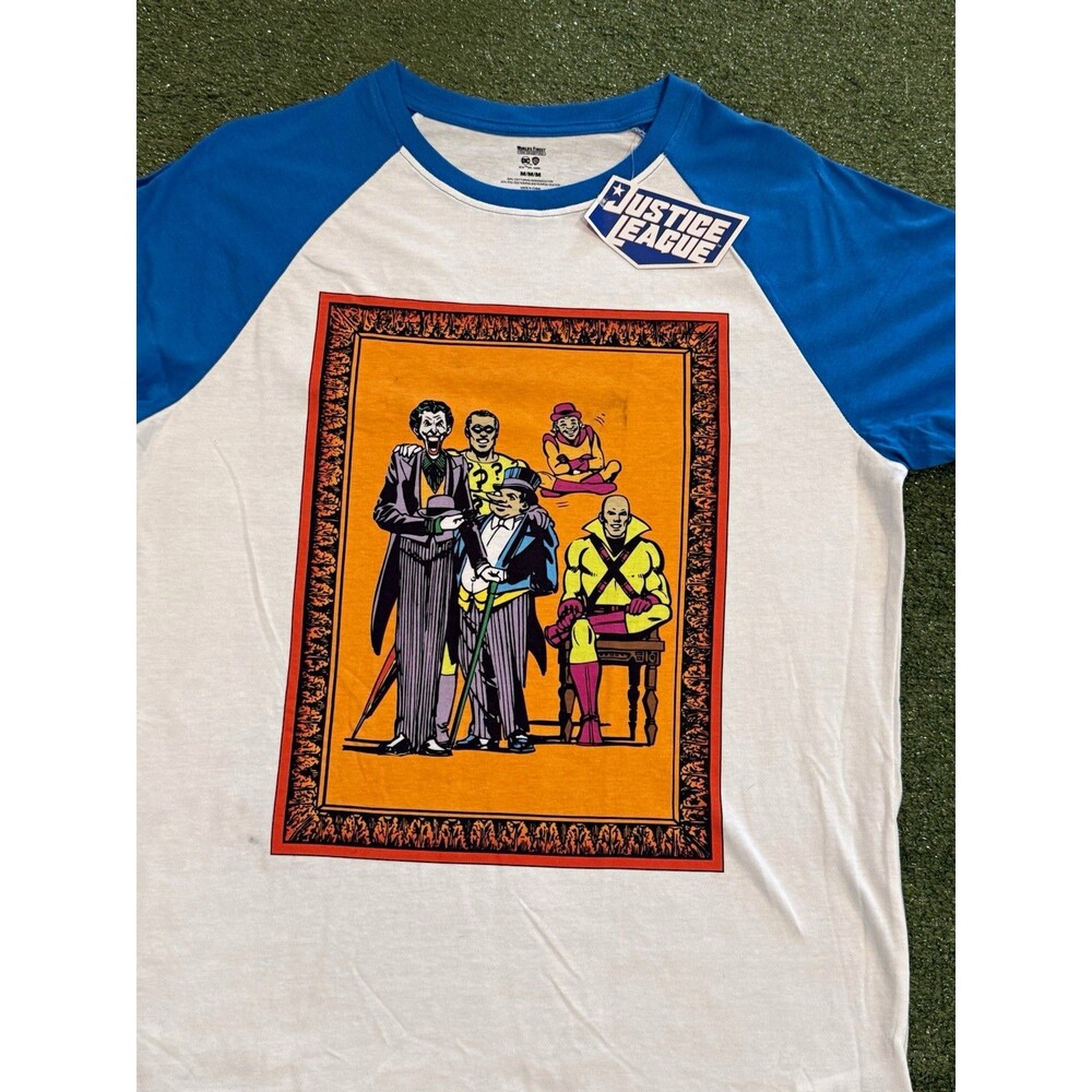 CULTUREFLY DC Justice League World's Finest Raglan Graphic Tee White/Blue M NWT